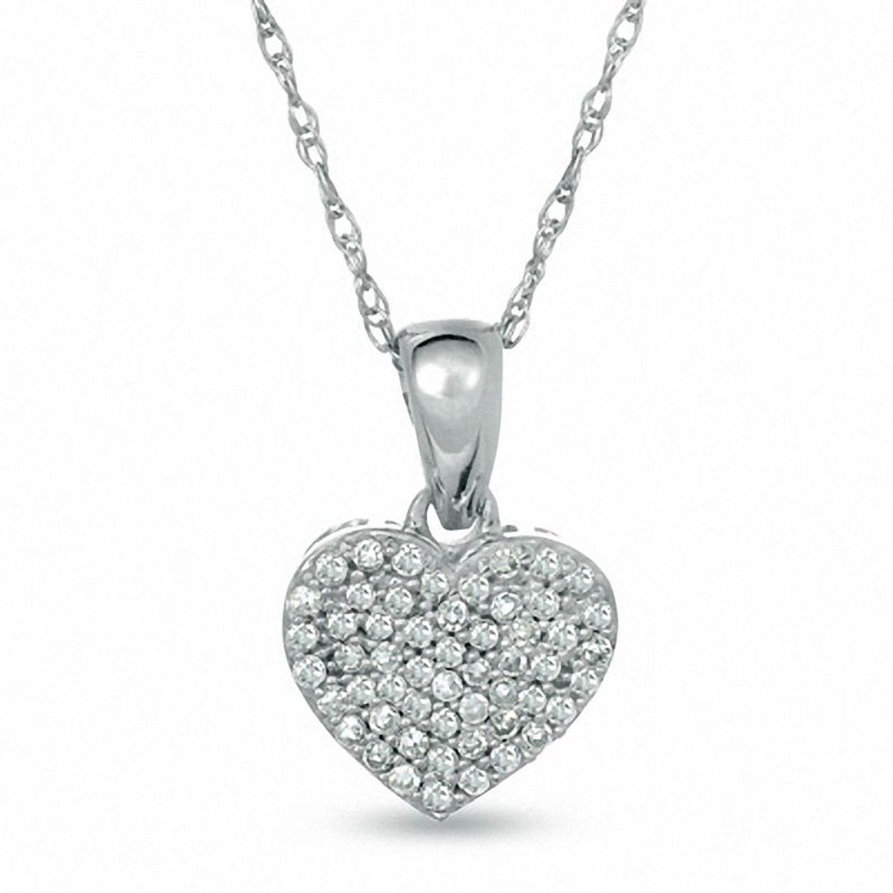 0.14 CT. T.W. Heart-Shaped Multi-Diamond Pendant in 10K White Gold|Peoples Jewellers