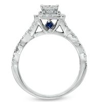 Vera Wang Love Collection 1.00 CT. T.W. Princess-Cut Diamond Double Frame Twist Engagement Ring in 14K White Gold|Peoples Jewellers