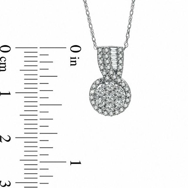 0.49 CT. T.W. Diamond Cluster Swirl Pendant in 10K White Gold|Peoples Jewellers