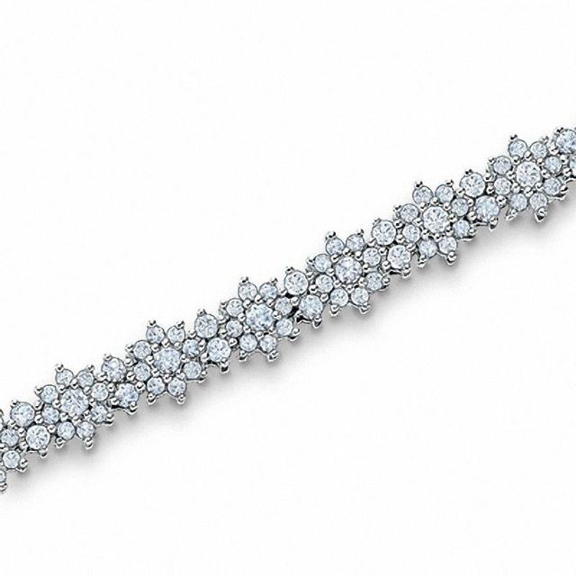 5.00 CT. T.W. Diamond Cluster Starburst Bracelet in 10K White Gold