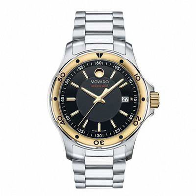 Men's Movado Series 800 Two-Tone Stainless Steel Watch with Round Black Dial (Model: 2600088)|Peoples Jewellers