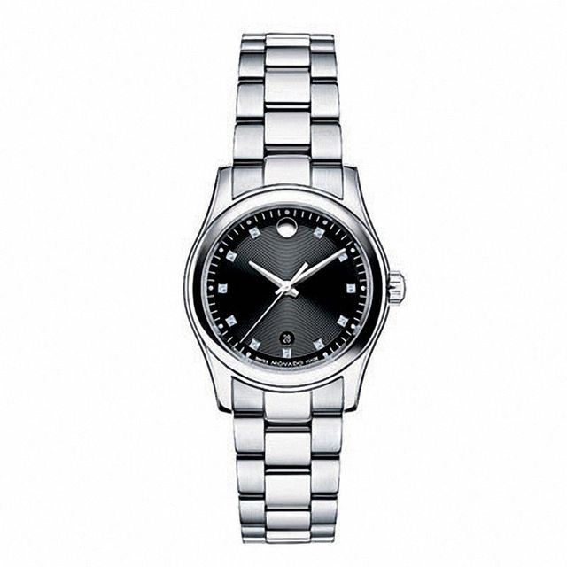 Ladies' Movado Sportive Diamond Accent Watch with Black Dial (Model: 0606497)