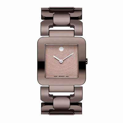Ladies' Movado Luma Chocolate PVD Stainless Steel Watch with Square Taupe Dial (Model: 0606574)|Peoples Jewellers