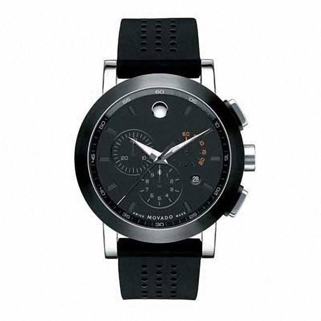 Men's Movado Museum® Chronograph Watch with Black Dial (Model: 0606545)|Peoples Jewellers