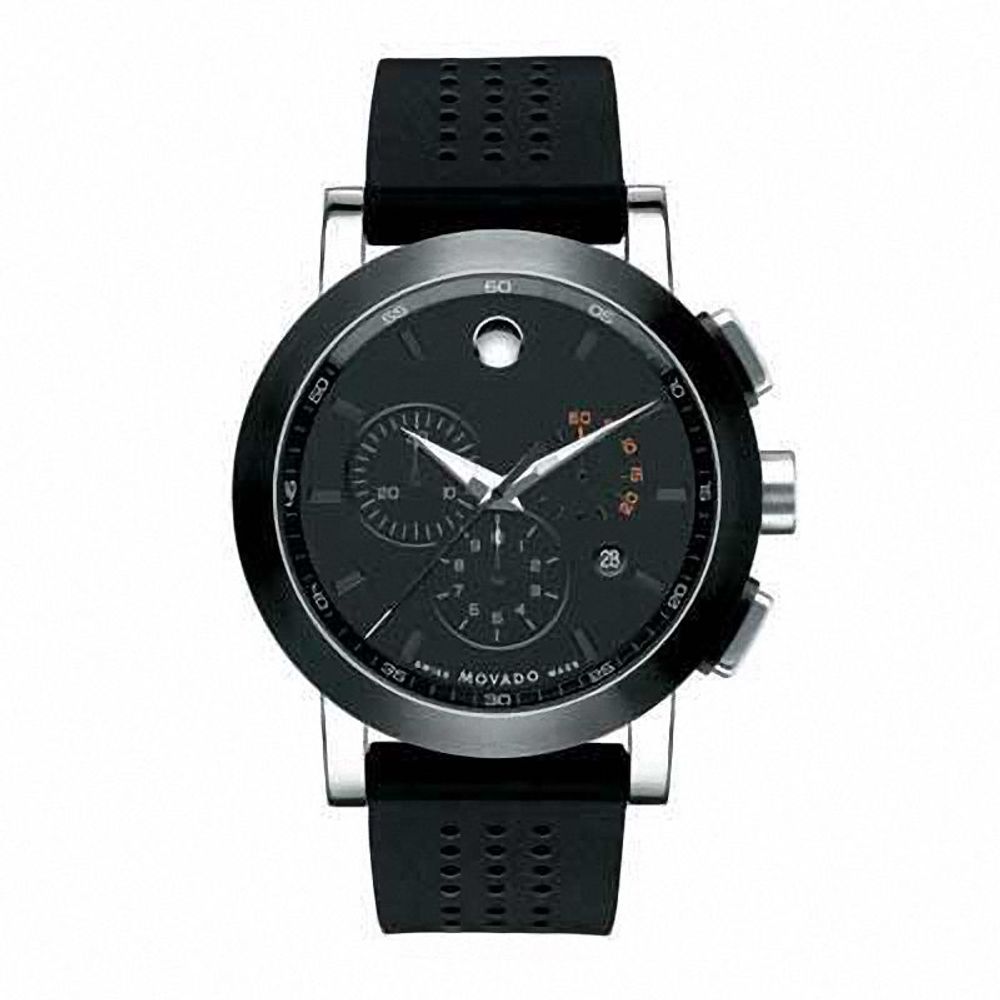 Men's Movado Museum® Chronograph Watch with Black Dial (Model: 0606545)|Peoples Jewellers