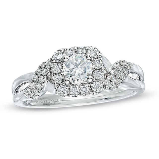 Vera Wang Love Collection 0.75 CT. T.W. Diamond Frame Twist Engagement Ring in 14K White Gold|Peoples Jewellers