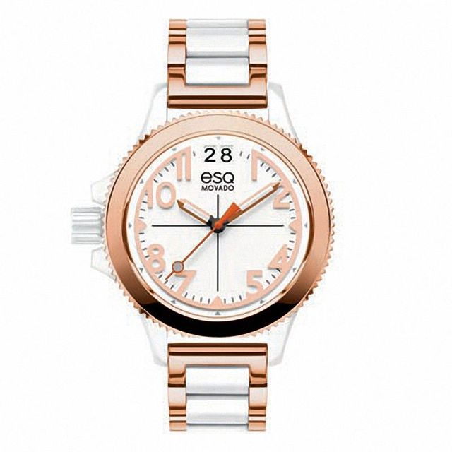 Ladies' ESQ Movado Fusion Two-Tone Interchangeable Strap Watch with White Dial (Model: 07101403)|Peoples Jewellers