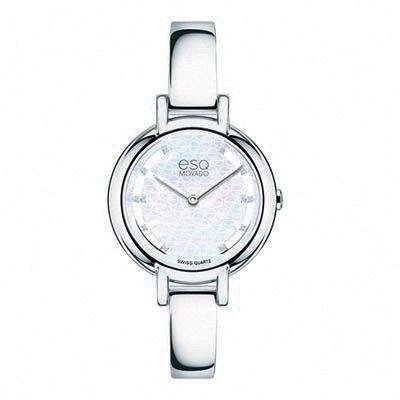 Ladies' ESQ Movado Contempo Diamond Accent Bangle Watch with White Mother-of-Pearl Dial (Model: 07101405)|Peoples Jewellers