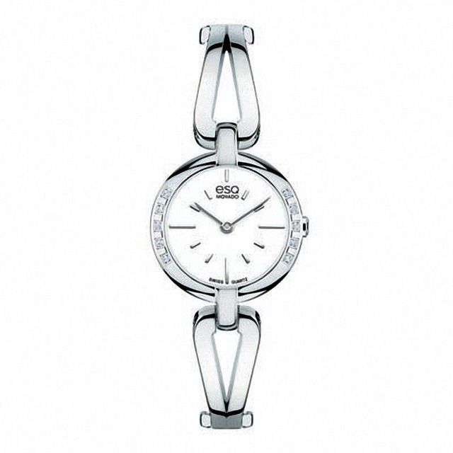 Ladies' ESQ Movado Corbel Diamond Accent Bangle Watch with White Dial (Model: 07101395)|Peoples Jewellers