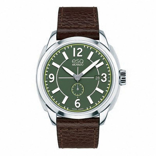Men's ESQ Movado Excel Strap Watch with Green Dial (Model: 07301408)|Peoples Jewellers