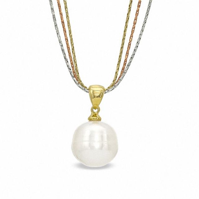 Honora 12.0-13.0mm Freshwater Cultured Pearl Pendant in Sterling Silver and 18K Gold Plate|Peoples Jewellers