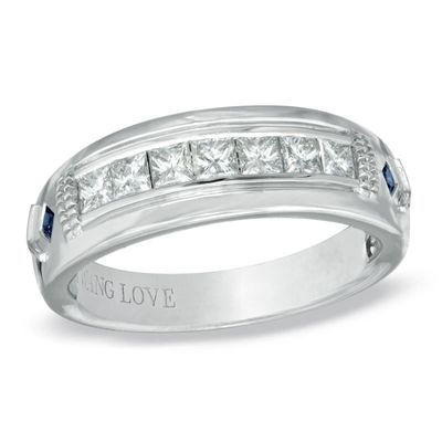 Vera Wang Love Collection Men's 0.70 CT. T.W. Square-Cut Diamond Wedding Band in 14K White Gold|Peoples Jewellers