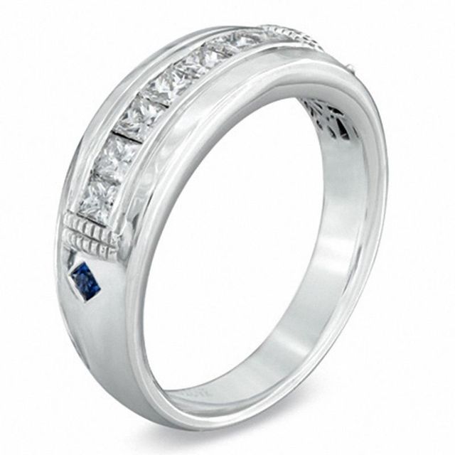 Vera Wang Love Collection Men's 0.70 CT. T.W. Square-Cut Diamond Wedding Band in 14K White Gold|Peoples Jewellers