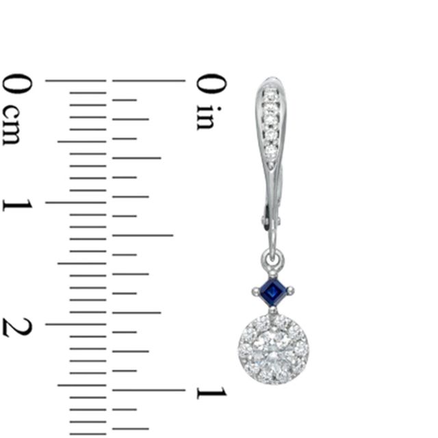 Vera Wang Love Collection 0.45 CT. T.W. Diamond and Blue Sapphire Drop Earrings in 14K White Gold|Peoples Jewellers