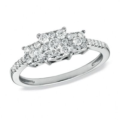 0.48 CT. T.W. Composite Diamond Three Stone Ring in 10K White Gold|Peoples Jewellers