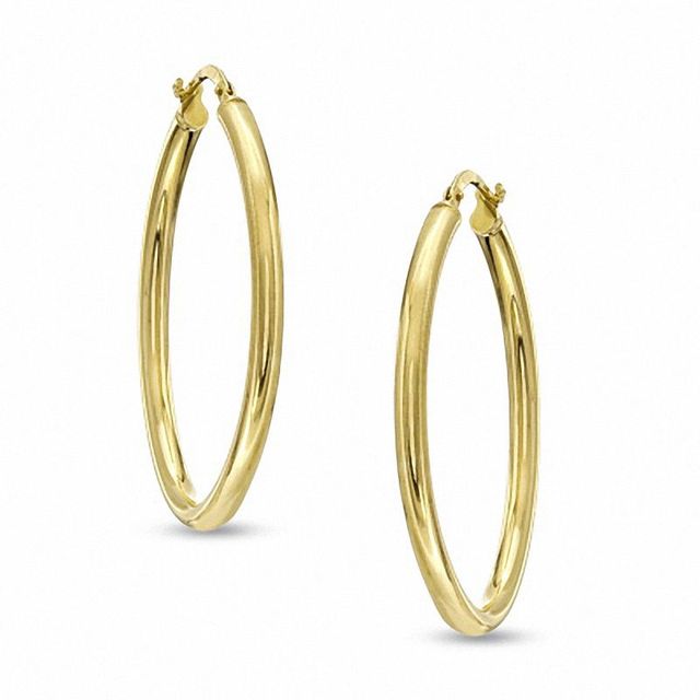 Elegance D'Italia™ 35mm Polished Hoop Earrings in Bronze with 14K Gold Plate|Peoples Jewellers