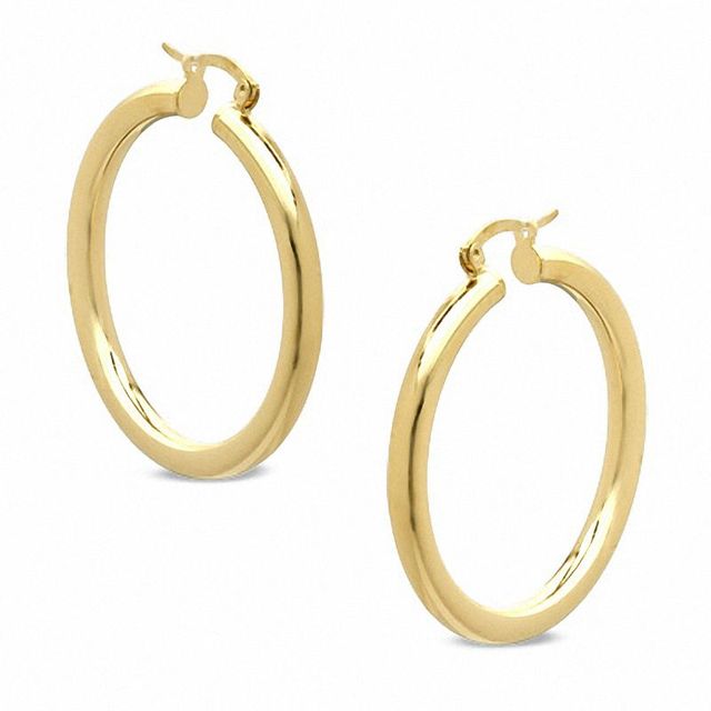 Elegance D'Italia™ 38mm Polished Hoop Earrings in Bronze with 14K Gold Plate|Peoples Jewellers