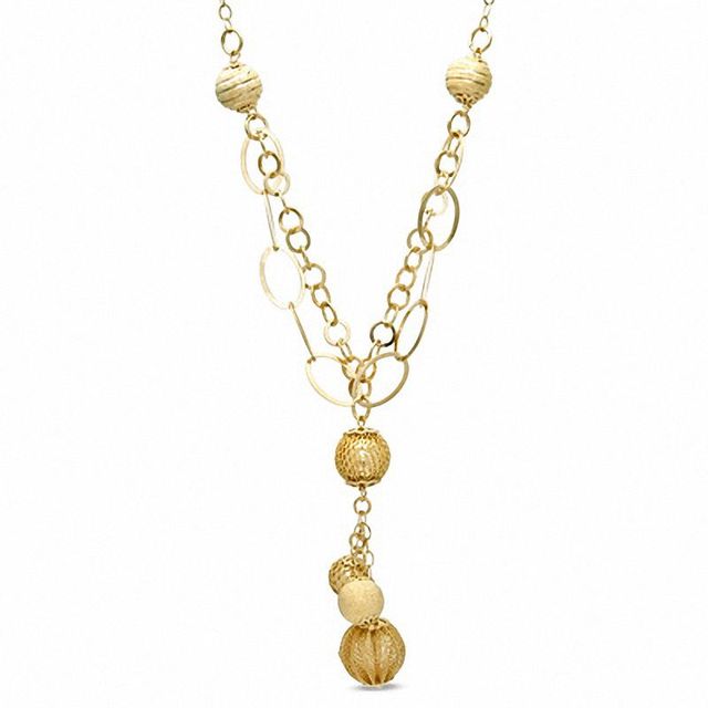 Elegance D'Italia™ Fashion Textured Bead Necklace in Bronze with 14K Gold Plate|Peoples Jewellers