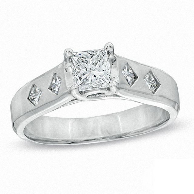 0.70 CT. T.W. Certified Canadian Princess-Cut Diamond Engagement Ring in 14K White Gold (I/I1)|Peoples Jewellers