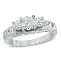 1.50 CT. T.W. Canadian Certified Diamond Three Stone Engagement Ring in 14K White Gold (I/I1)|Peoples Jewellers