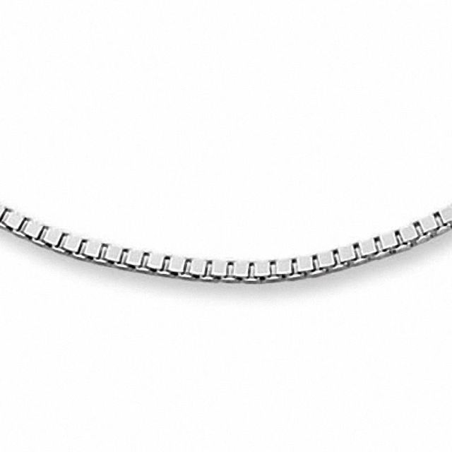 14K White Gold 063 Gauge Box Chain Necklace - 16"|Peoples Jewellers
