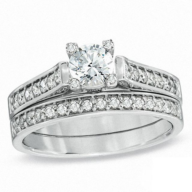 0.94 CT. T.W. Certified Canadian Diamond Bridal Set in 14K White Gold (I/I1)