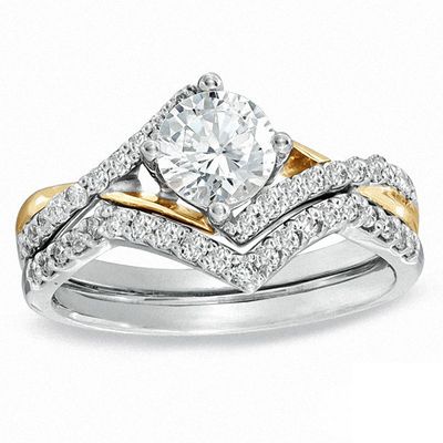 1.00 CT. T.W. Certified Canadian Diamond Bridal Set in 14K Two-Tone Gold (I/I1)|Peoples Jewellers
