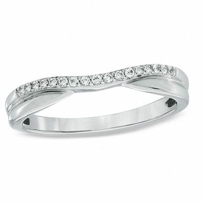 0.10 CT. T.W. Diamond Twist Contour Wedding Band in 14K White Gold|Peoples Jewellers