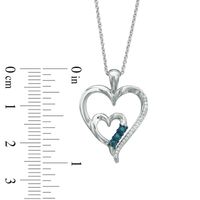 0.09 CT. T.W. Enhanced Blue and White Diamond Double Heart Pendant in Sterling Silver|Peoples Jewellers