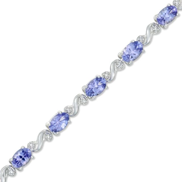 Oval Tanzanite and Diamond Accent Bracelet in Sterling Silver