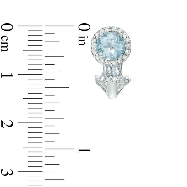 Aquamarine and Lab-Created White Sapphire Pendant, Ring and Earrings Set in Sterling Silver - Size 7