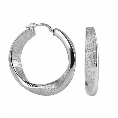 Charles Garnier 30mm Twist Hoop Earrings in Sterling Silver|Peoples Jewellers