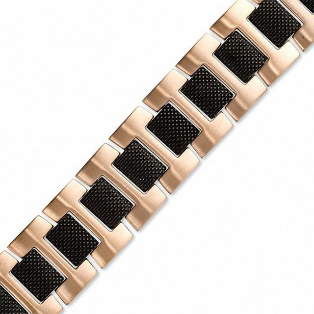 Men's Mesh Link Bracelet in Two-tone Stainless Steel - 8.5"|Peoples Jewellers