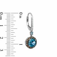 7.0mm London Blue Topaz, Smoky Quartz and Diamond Accent Earrings in 10K White Gold|Peoples Jewellers