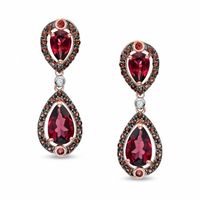 Pear-Shaped Rhodolite Garnet, Smoky Quartz and Lab-Created White Sapphire Earrings in 10K Rose Gold|Peoples Jewellers