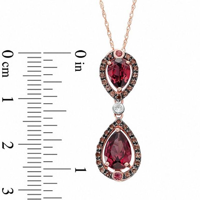Pear-Shaped Rhodolite Garnet, Smoky Quartz and Lab-Created White Sapphire Pendant in 10K Rose Gold|Peoples Jewellers