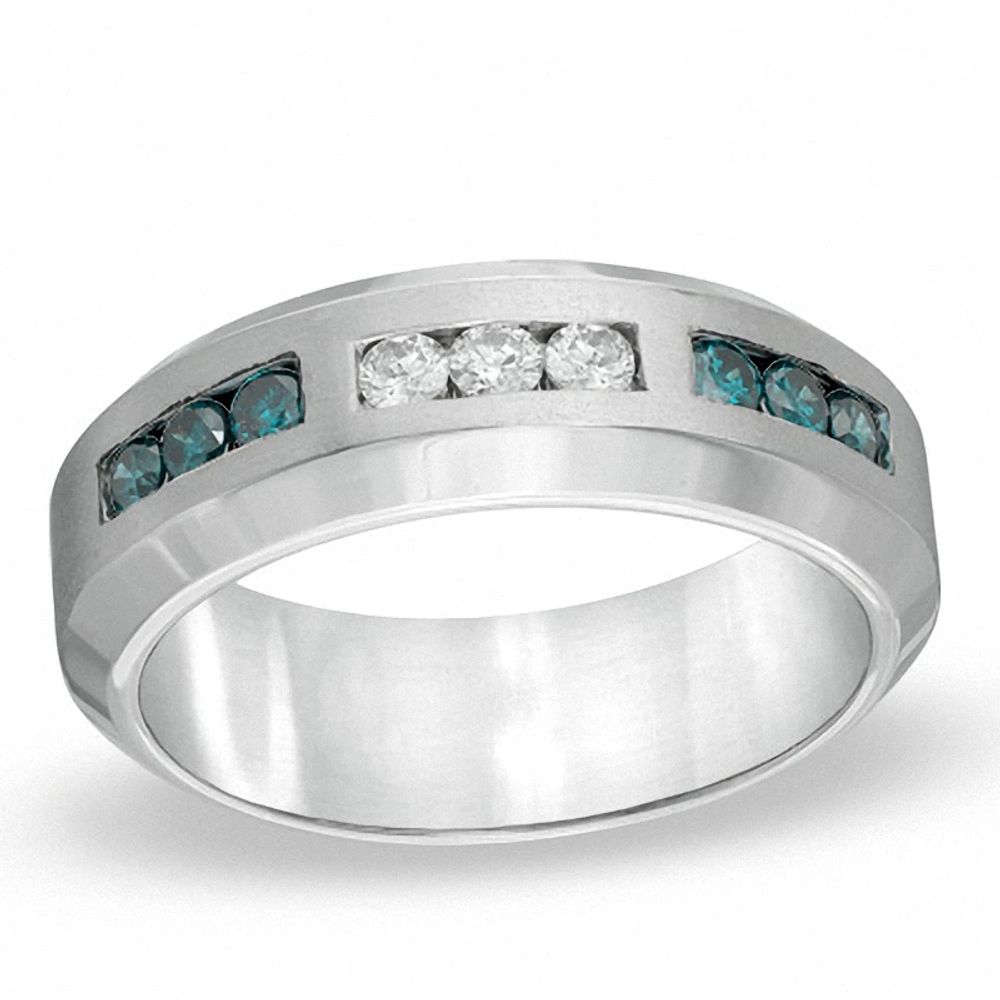 Men's 0.33 CT. T.W. Enhanced Blue and White Diamond Ring in Sterling Silver|Peoples Jewellers