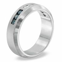 Men's 0.33 CT. T.W. Enhanced Blue and White Diamond Ring in Sterling Silver|Peoples Jewellers