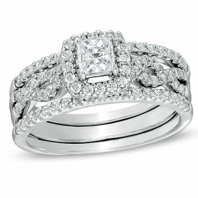 Bridal Set with 1.18 Carat TW of Diamonds in 14kt White Gold