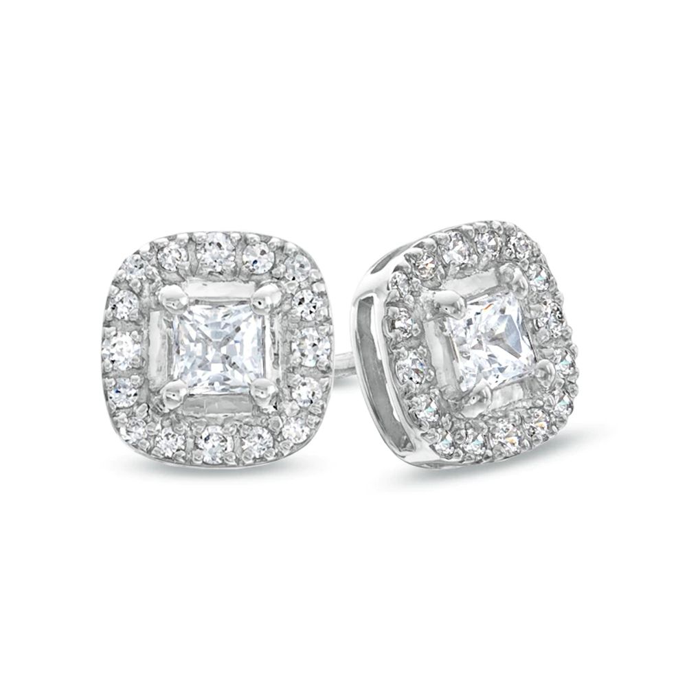0.40 CT. T.W. Certified Canadian Princess-Cut Diamond Frame Stud Earrings in 14K White Gold (I/I2)|Peoples Jewellers
