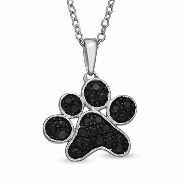 Tender Voices® 0.25 CT. T.W. Black Diamond Large Paw Pendant in Sterling Silver