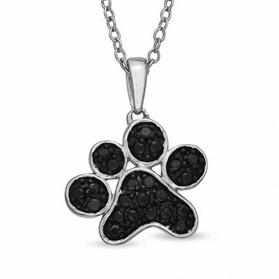 Tender Voices® 0.25 CT. T.W. Black Diamond Large Paw Pendant in Sterling Silver|Peoples Jewellers