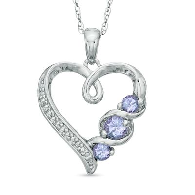 Tanzanite and Diamond Accent Heart Pendant in Sterling Silver|Peoples Jewellers