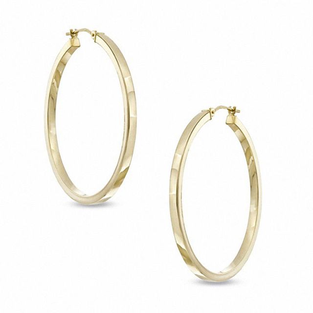 40mm Square Hoop Earrings in 14K Gold|Peoples Jewellers