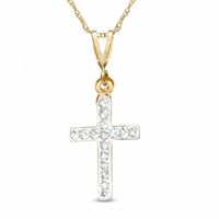 White Crystal Cross Pendant in 14K Gold|Peoples Jewellers