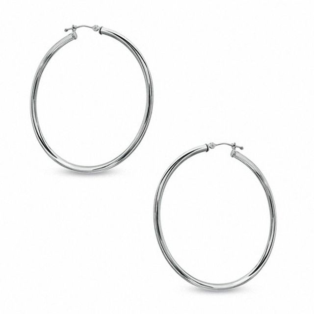 47mm Polished Hoop Earrings in 14K White Gold