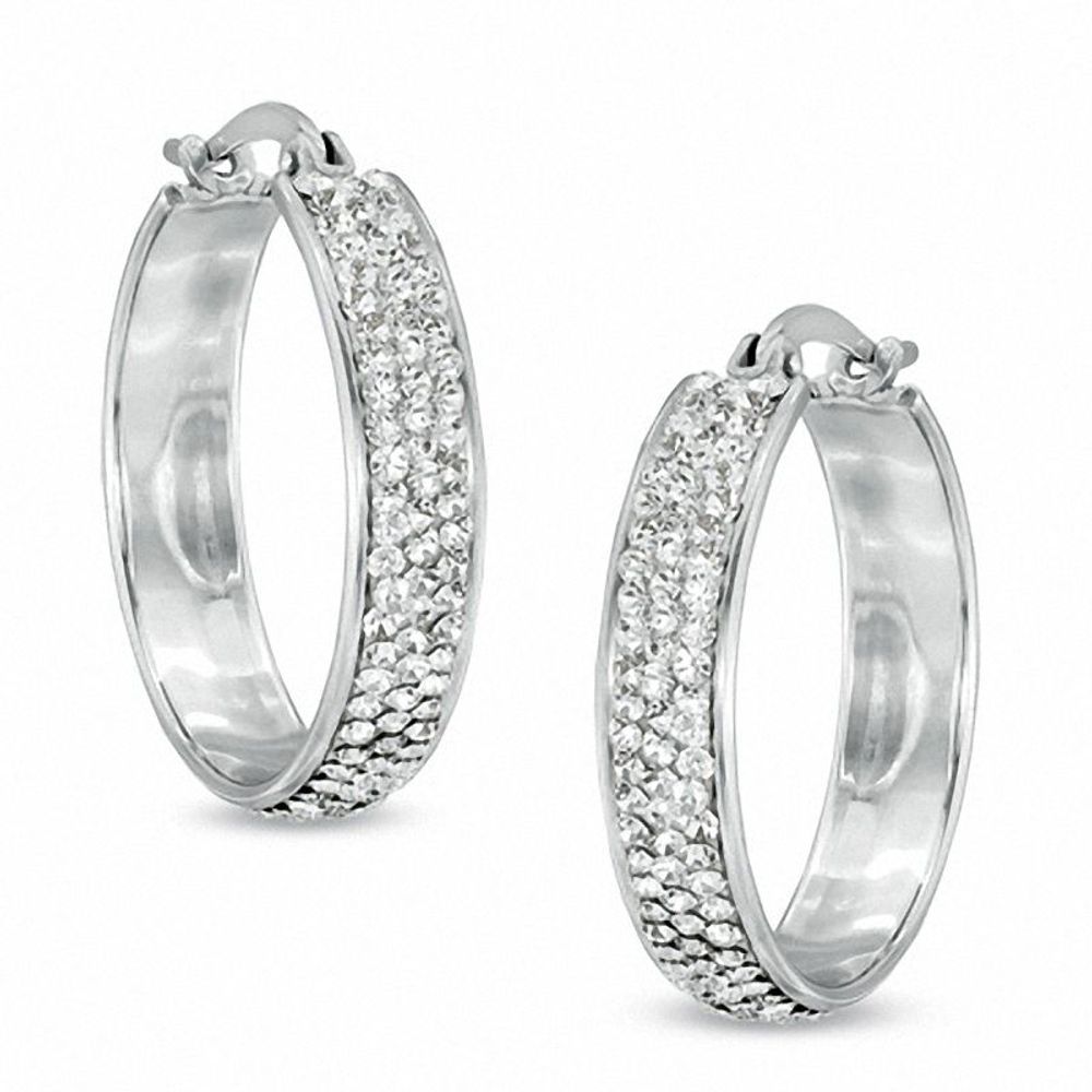 23mm Crystal Hoop Earrings in Sterling Silver|Peoples Jewellers