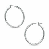 25mm Diamond-Cut Hoop Earrings in 14K White Gold|Peoples Jewellers