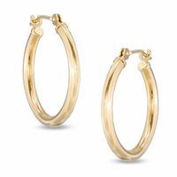 16mm Polished Hoop Earrings in 14K Gold|Peoples Jewellers