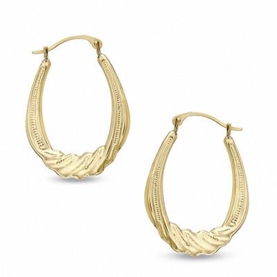 Oval Twist Hoop Earrings in 14K Gold|Peoples Jewellers